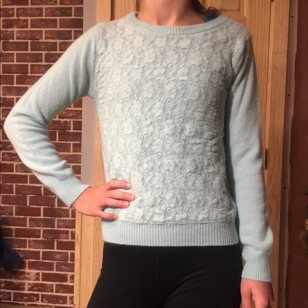 Forever 21 mint floral sweater